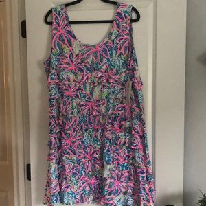 1x ruffled pink print dress tiered Aline